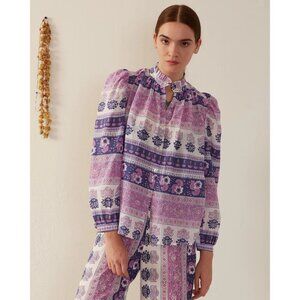 Alix of Bohemia Annabel Lavender Dawn Shirt Purple Blouse XL Cotton